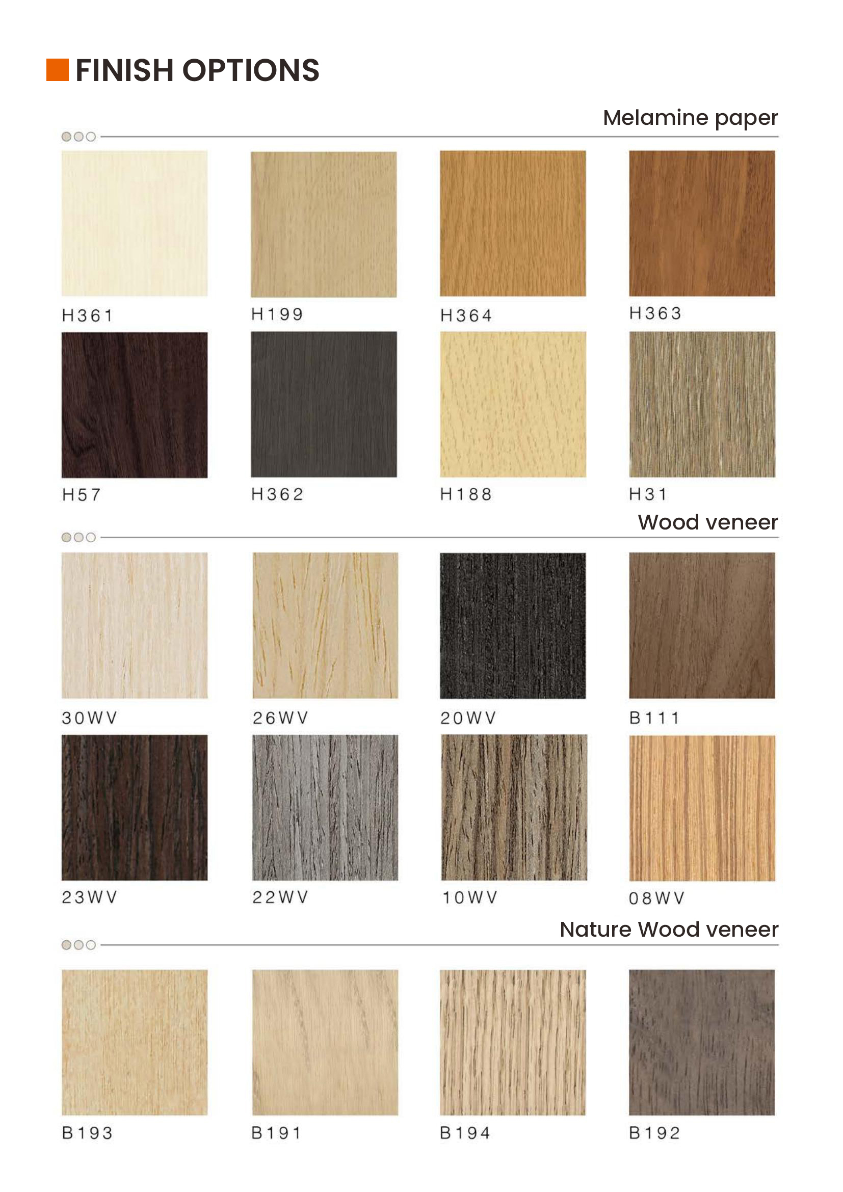 color chart for Slat Wooden Fiber Acoustic Panels